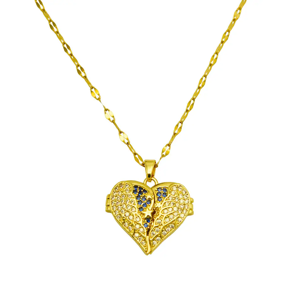 Colgante Relicario Corazón Pave Zirconias Chapado Oro 18k 1