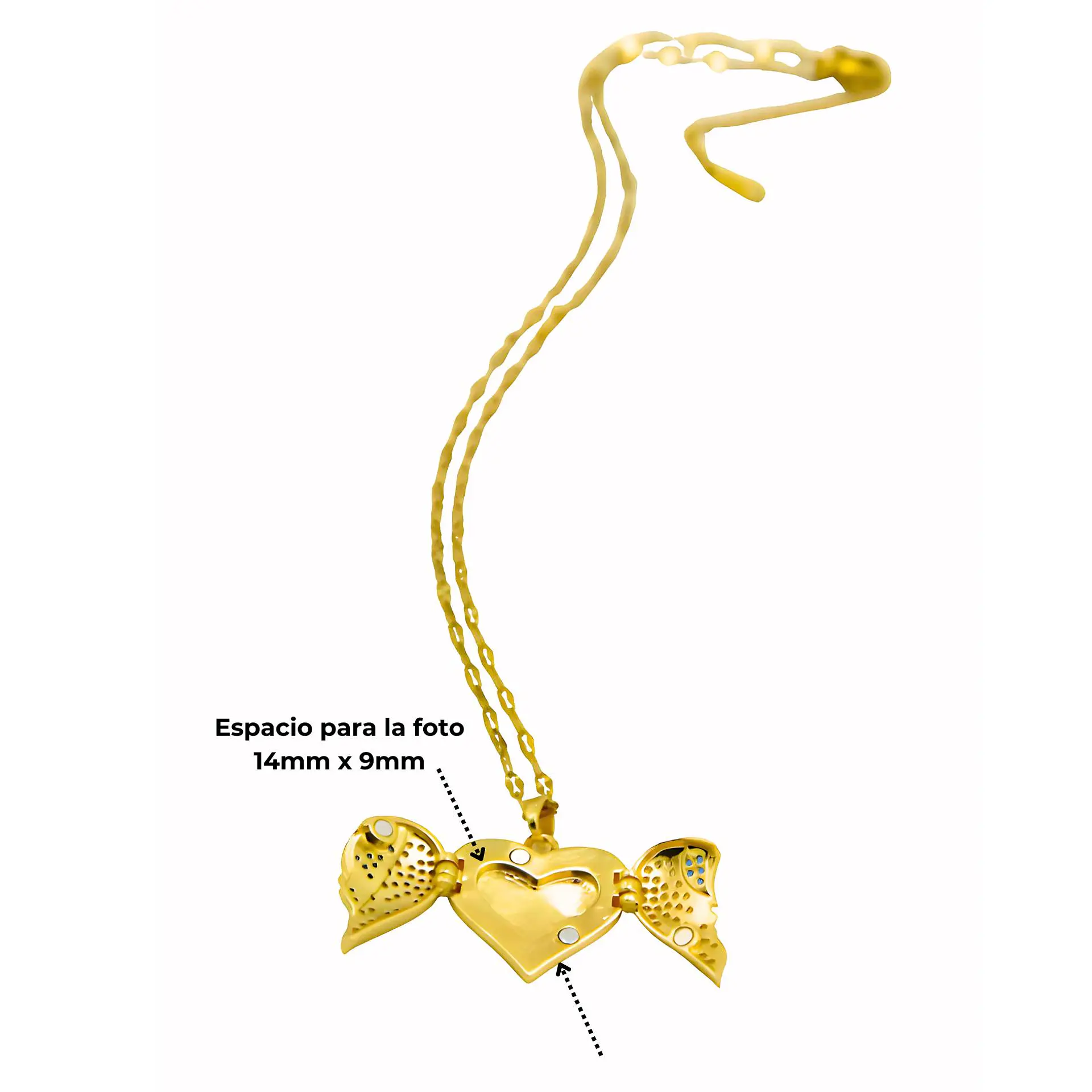 Colgante Relicario Corazón Pave Zirconias Chapado Oro 18k 8