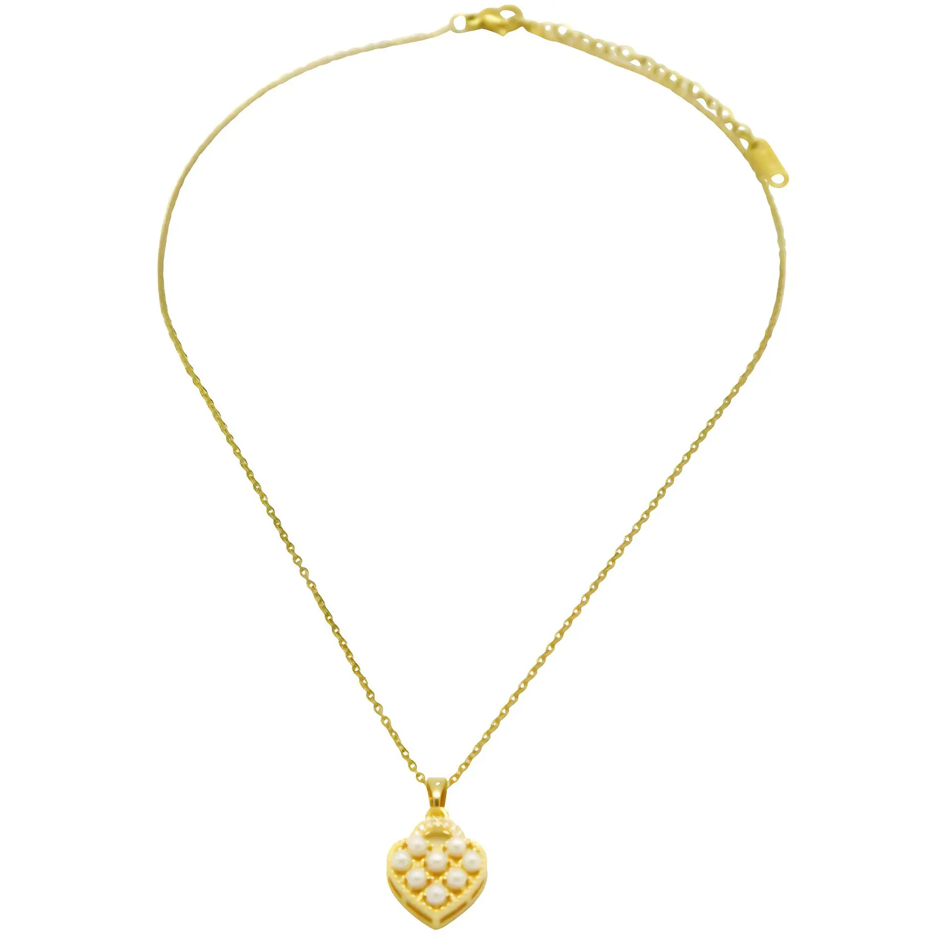 Colgante Corazón Chico Amor Perlas Zirconias Chapado Oro 18k 6