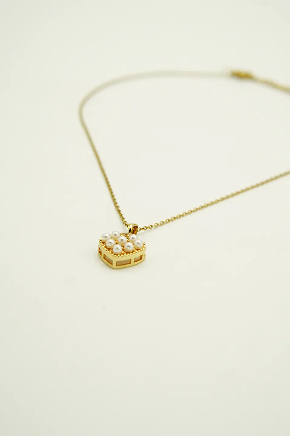 Colgante Corazón Chico Amor Perlas Zirconias Chapado Oro 18k 8
