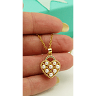 Colgante Corazón Chico Amor Perlas Zirconias Chapado Oro 18k 4