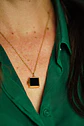 Colgante Relicario Negro Collar Guardafoto Chapado Oro 18k - Miniatura 5