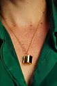 Colgante Relicario Negro Collar Guardafoto Chapado Oro 18k - Miniatura 12