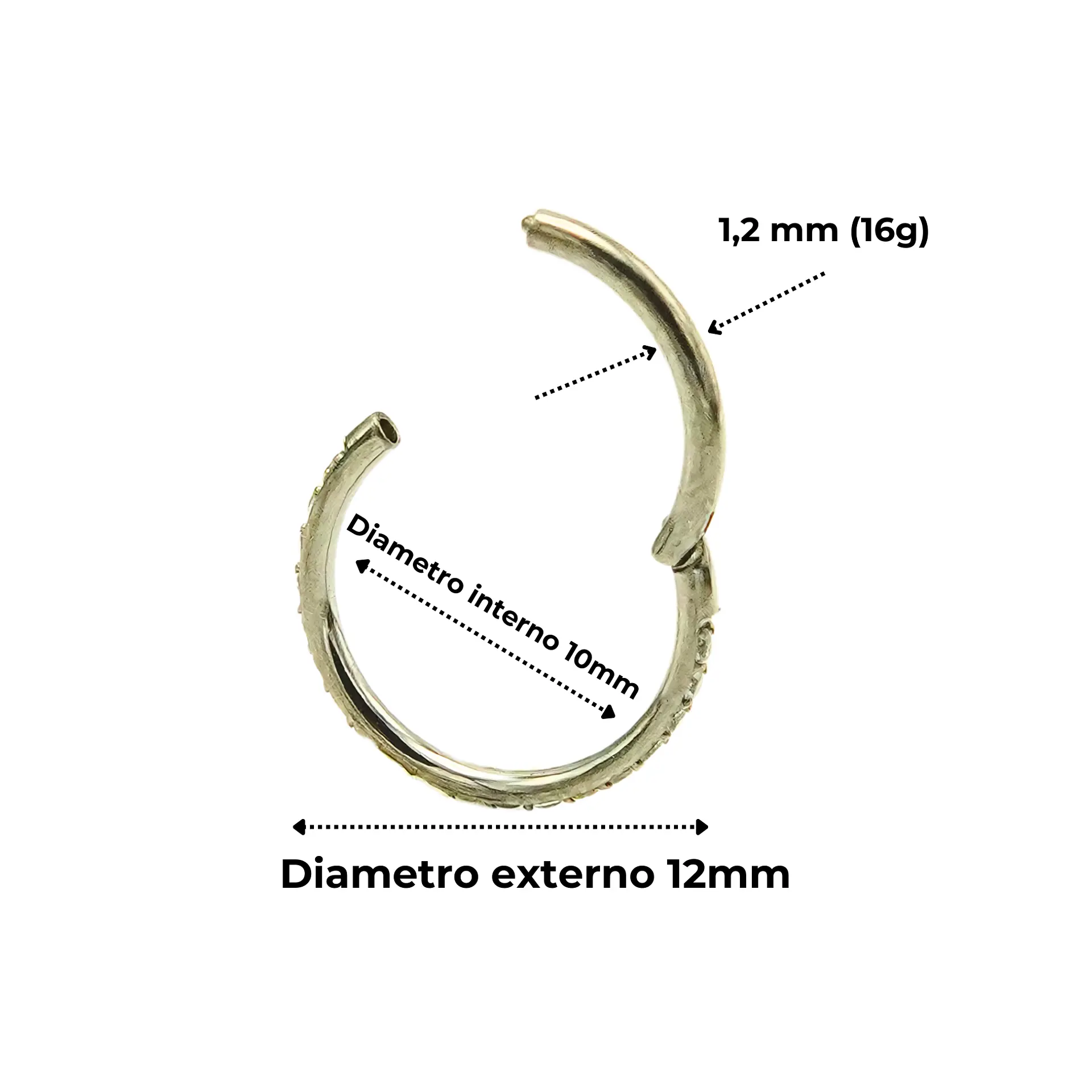 Piercing argolla Emma 10mm 16G Zirconias Titanio Astm F136 6