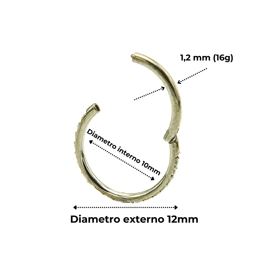 Piercing argolla Emma 10mm 16G Zirconias Titanio Astm F136 6