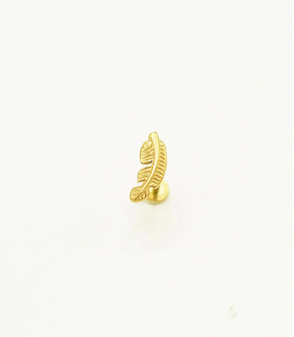 Piercing Labret Titanio Astm F136 Hoja Chapada En Oro 6