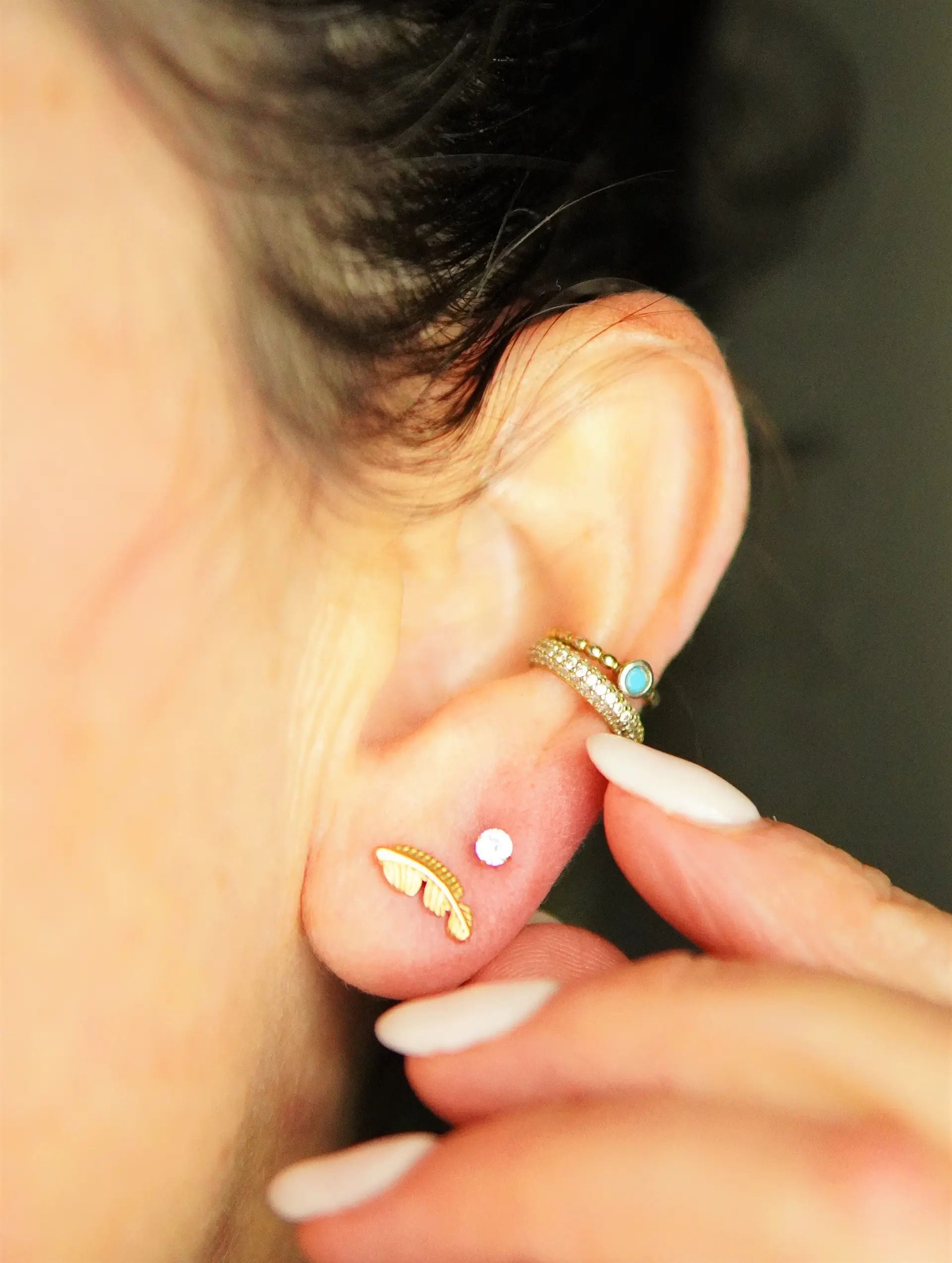 Piercing Labret Titanio Astm F136 Hoja Chapada En Oro 3