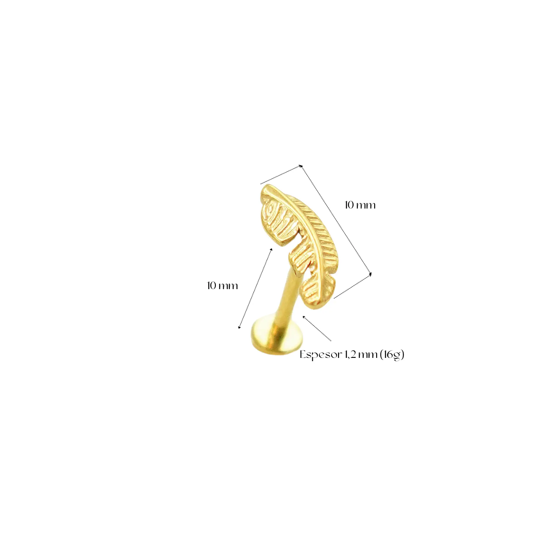 Piercing Labret Titanio Astm F136 Hoja Chapada En Oro 4