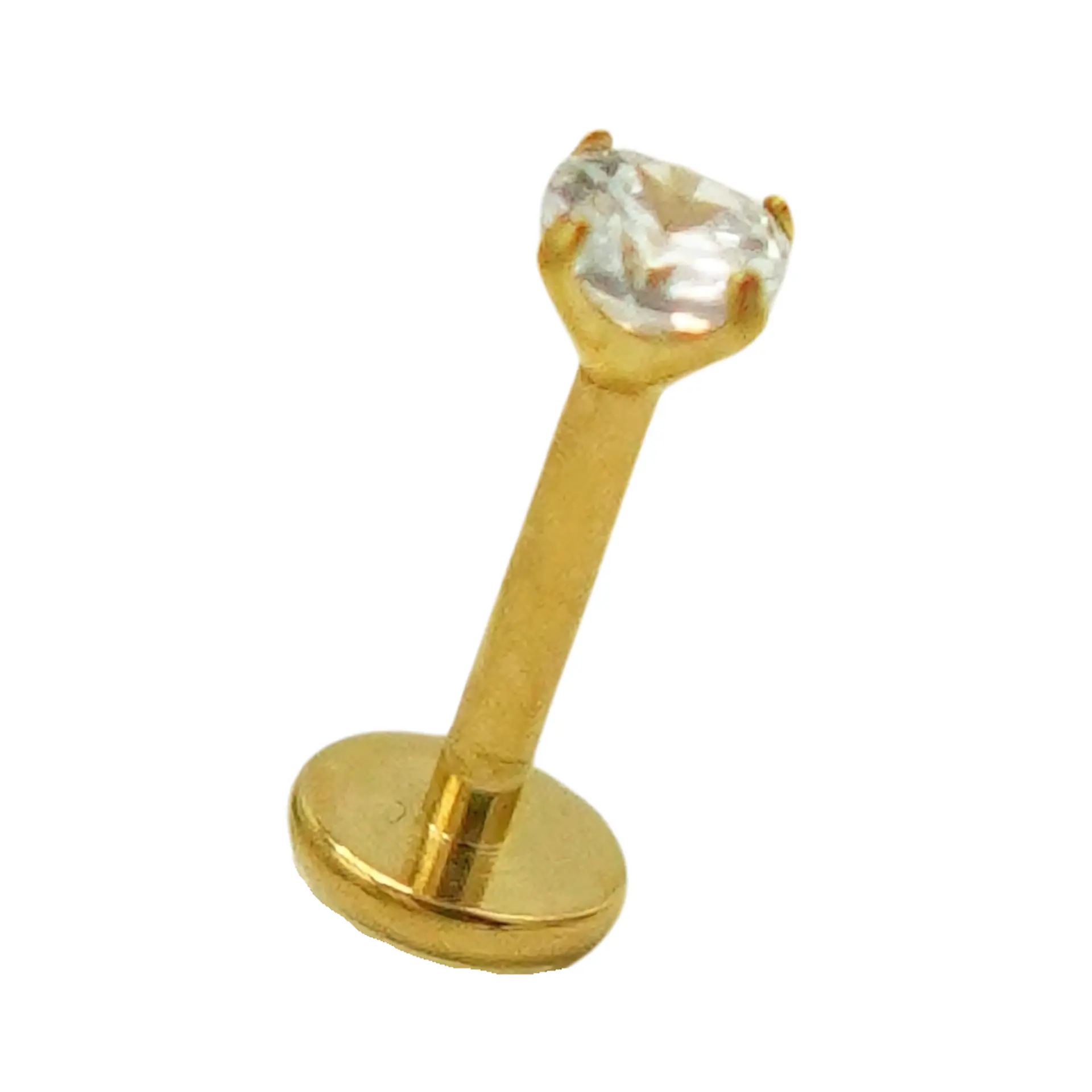 Piercing Labret Punto De Luz Titanio Astm F136 Chapado Oro 18k 7