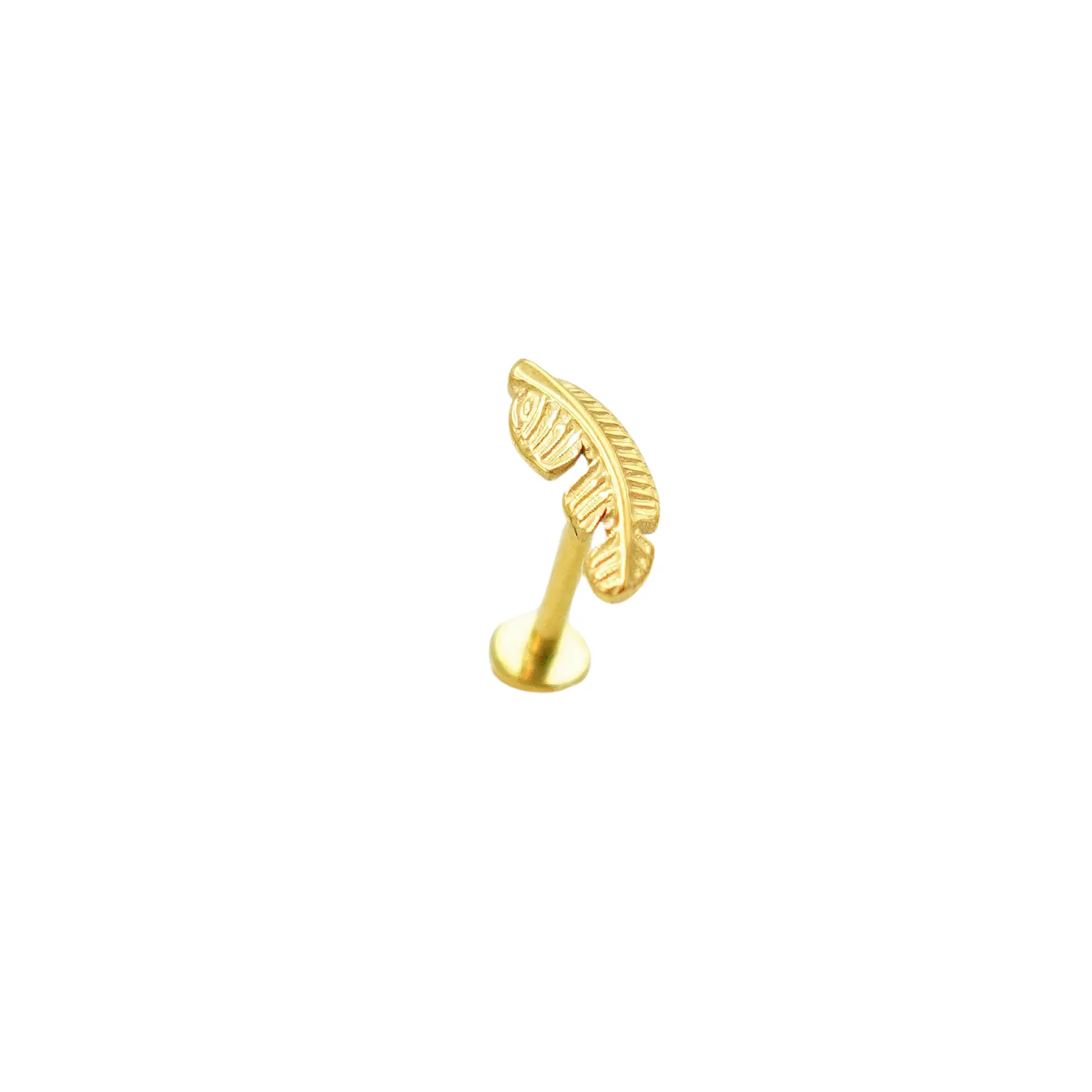 Piercing Labret Titanio Astm F136 Hoja Chapada En Oro 1