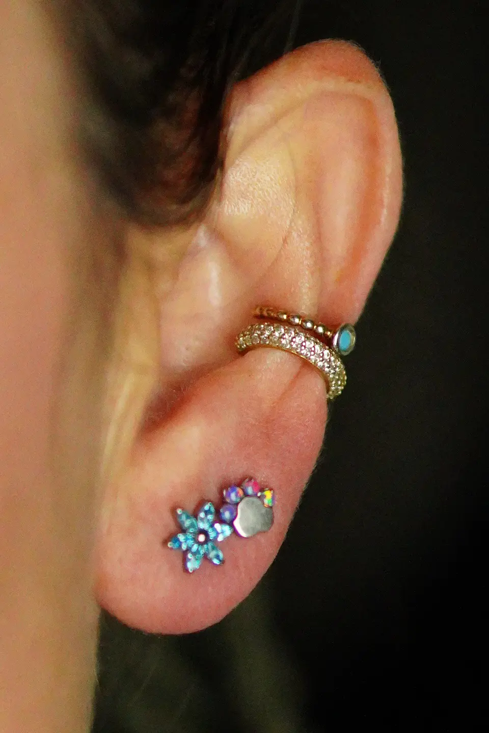 Piercing Labret 8mm Huella Perro Opalo Titanio Astm F136  3