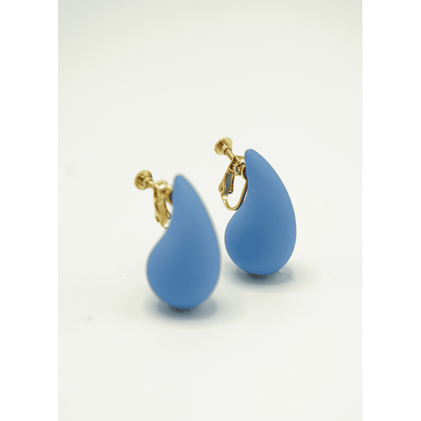 Aros Gota Azul Chapado En Oro 18k Earcuff Sin Perforacion 5