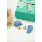 Aros Gota Azul Chapado En Oro 18k Earcuff Sin Perforacion 2