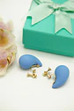 Aros Gota Azul Chapado En Oro 18k Earcuff Sin Perforacion - Miniatura 2