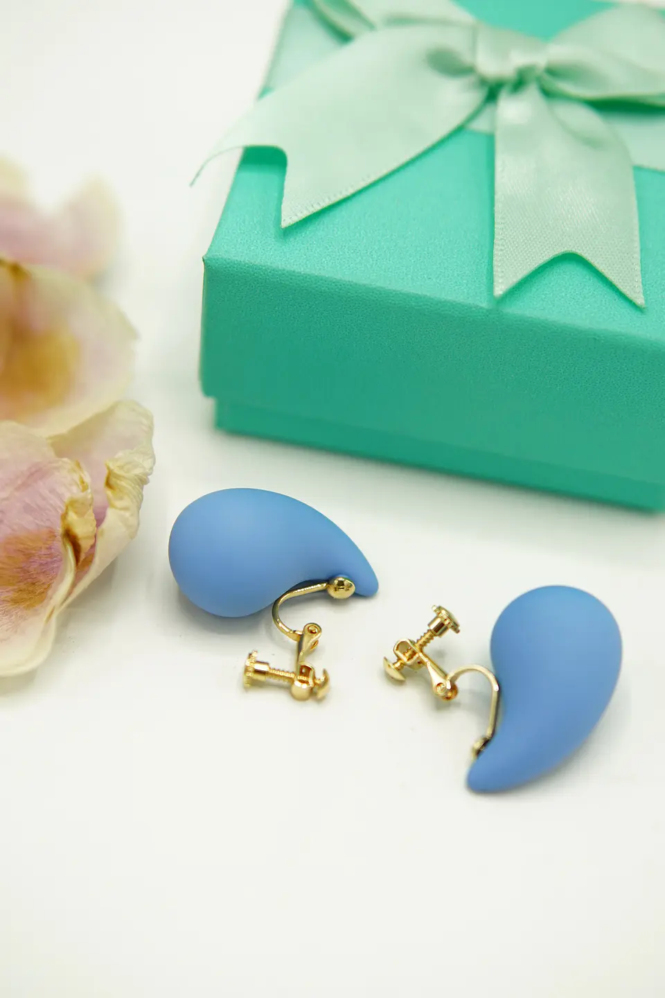 Aros Gota Azul Chapado En Oro 18k Earcuff Sin Perforacion 2