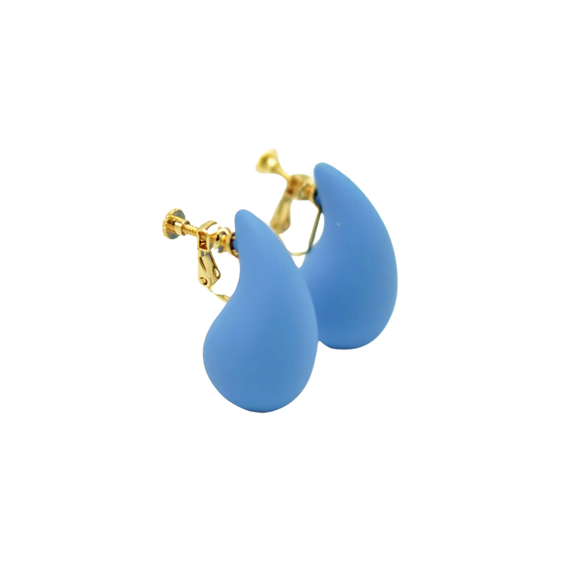 Aros Gota Azul Chapado En Oro 18k Earcuff Sin Perforacion 1