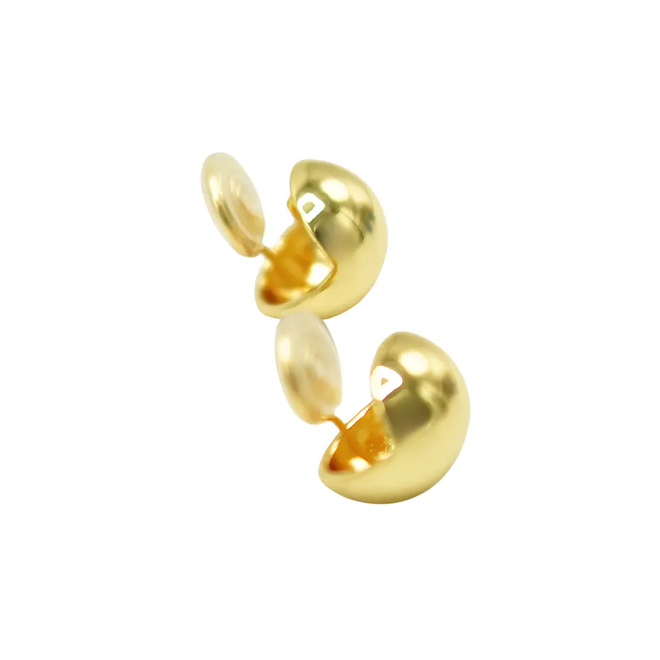 Argollas Semi Esfera Chapadas En Oro Earcuff Sin Perforacion 1