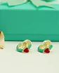 Aros Argollas Julieta Turquesa Corazon Rojo Earcuff Sin Perforacion - Miniatura 5