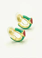 Aros Argollas Julieta Turquesa Corazon Rojo Earcuff Sin Perforacion - Miniatura 8