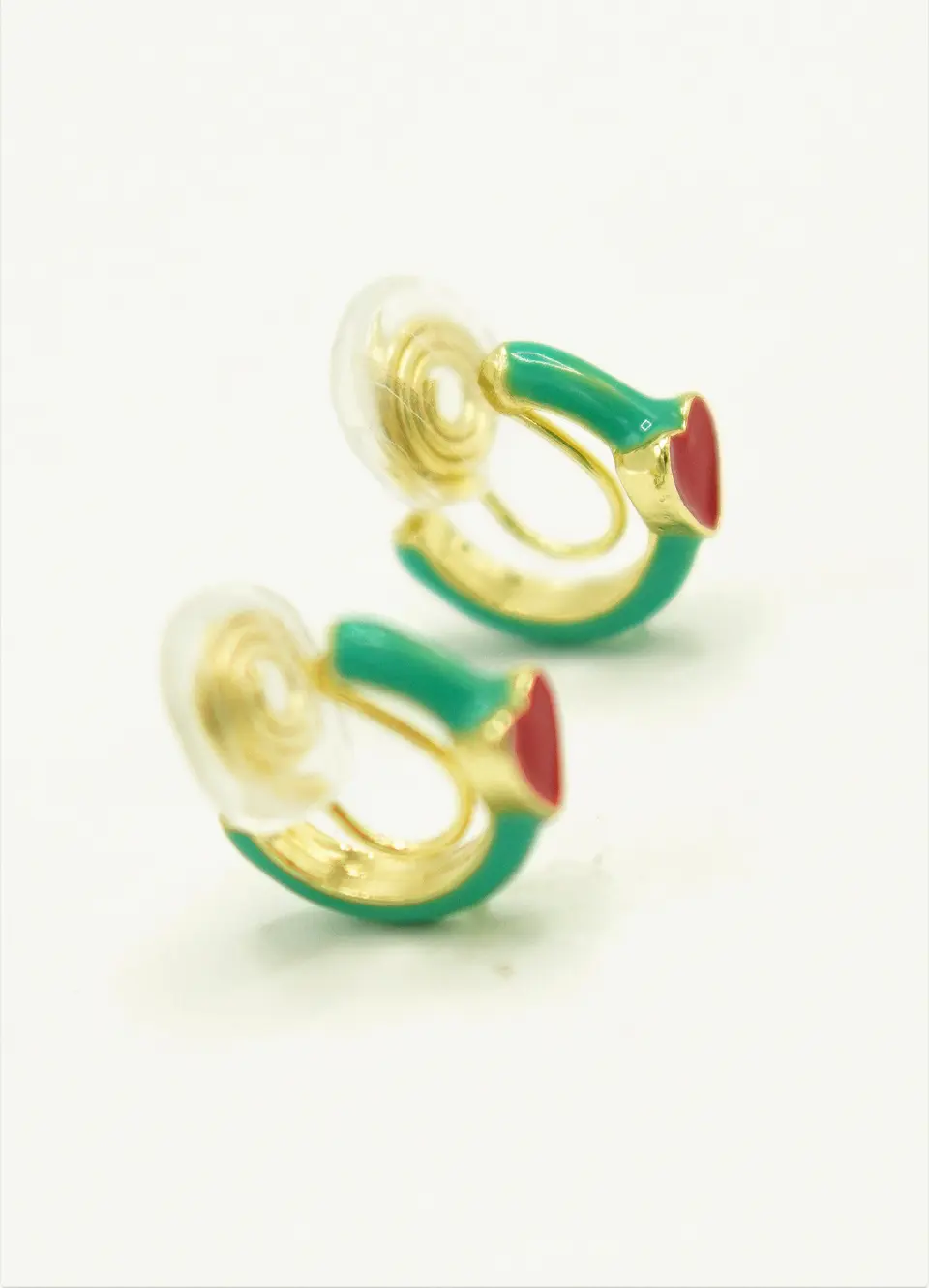 Aros Argollas Julieta Turquesa Corazon Rojo Earcuff Sin Perforacion 8