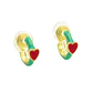 Aros Argollas Julieta Turquesa Corazon Rojo Earcuff Sin Perforacion - Miniatura 1