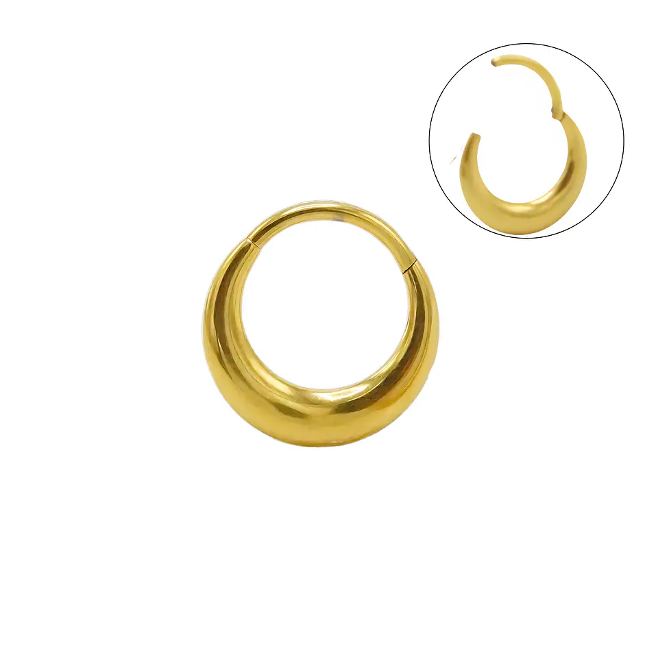 Piercing septum clicker 10mm 16g titanio astm F136 chapado en oro 18k 1