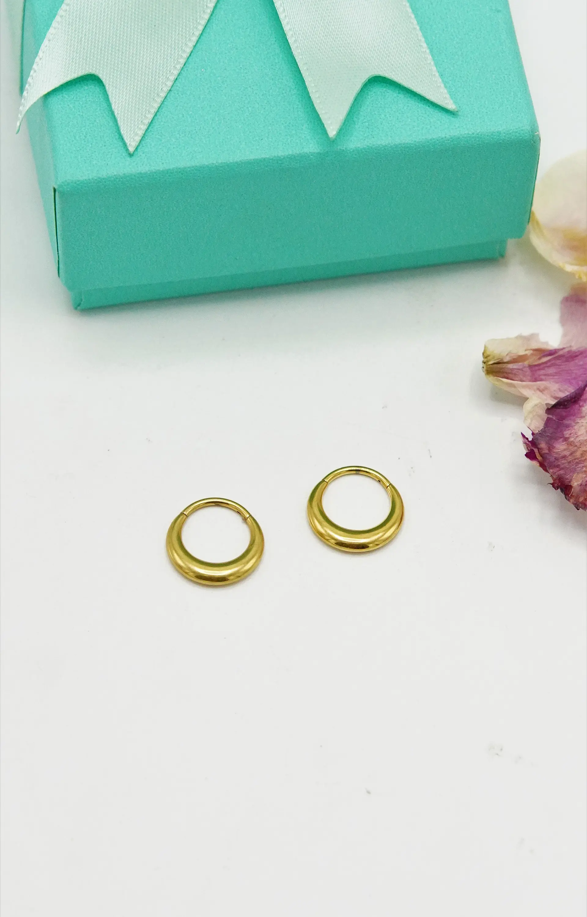 Argollas chicas clicker 16G chunky titanio astm f136 chapadas en oro  4
