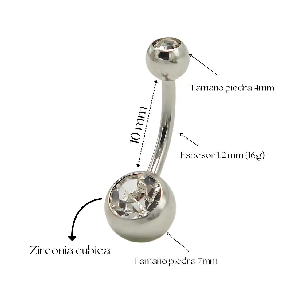 Piercing ombligo navel 10mm acero quirurgico 316L 7