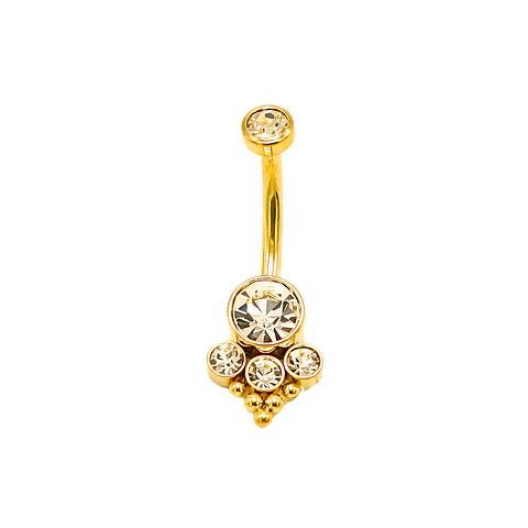 Piercing ombligo navel 10 mm titanio ASTM F136 triada dorado