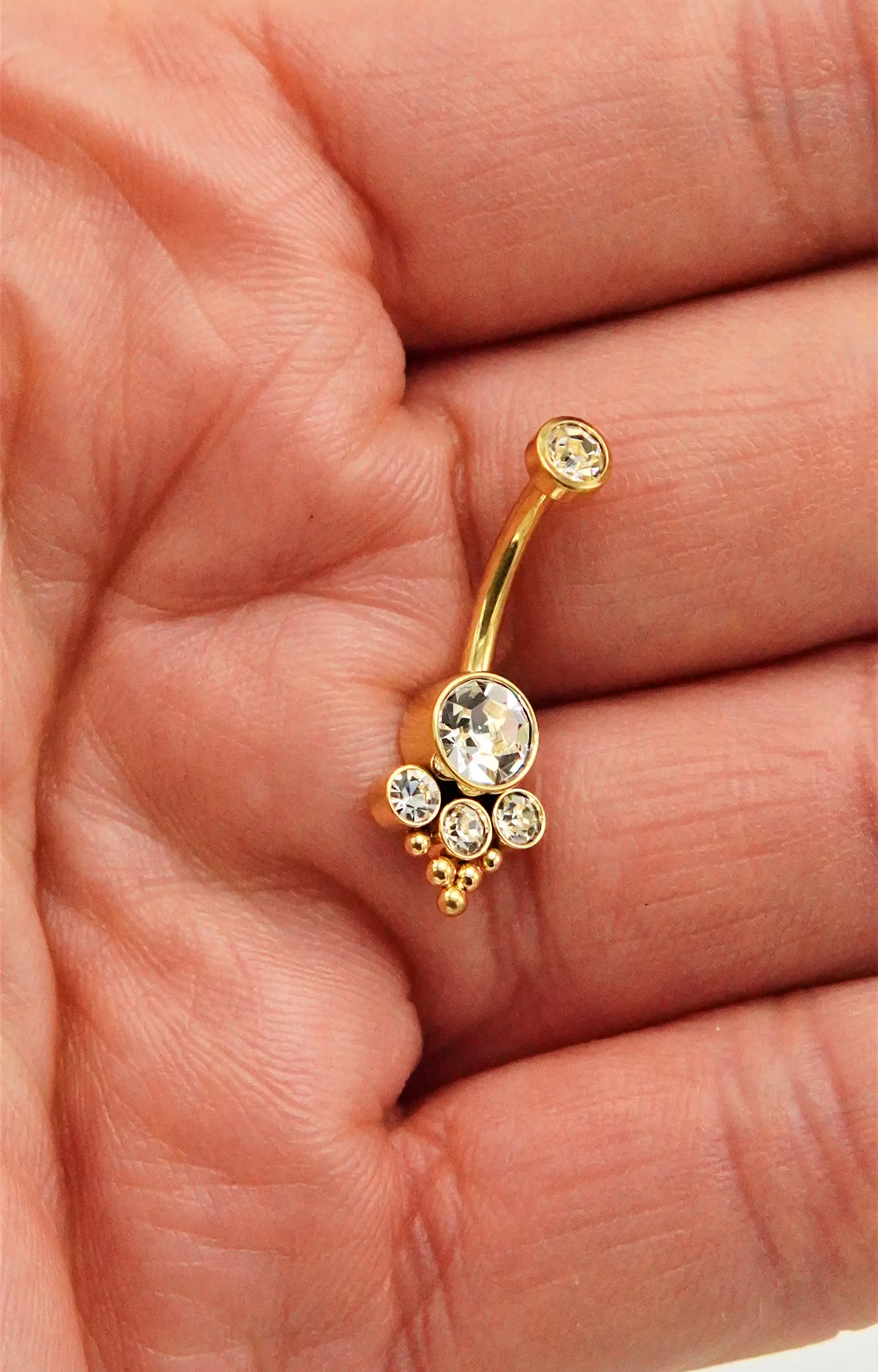 Piercing ombligo navel 10 mm titanio ASTM F136 triada dorado 4
