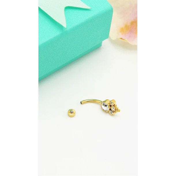 Orecchini A Labret In Acciaio 316L Con Sfera Disco E Zircone | Per Piercing Tragus, Helix E Monroe | Disponibili Argento, Oro Rosa E Oro