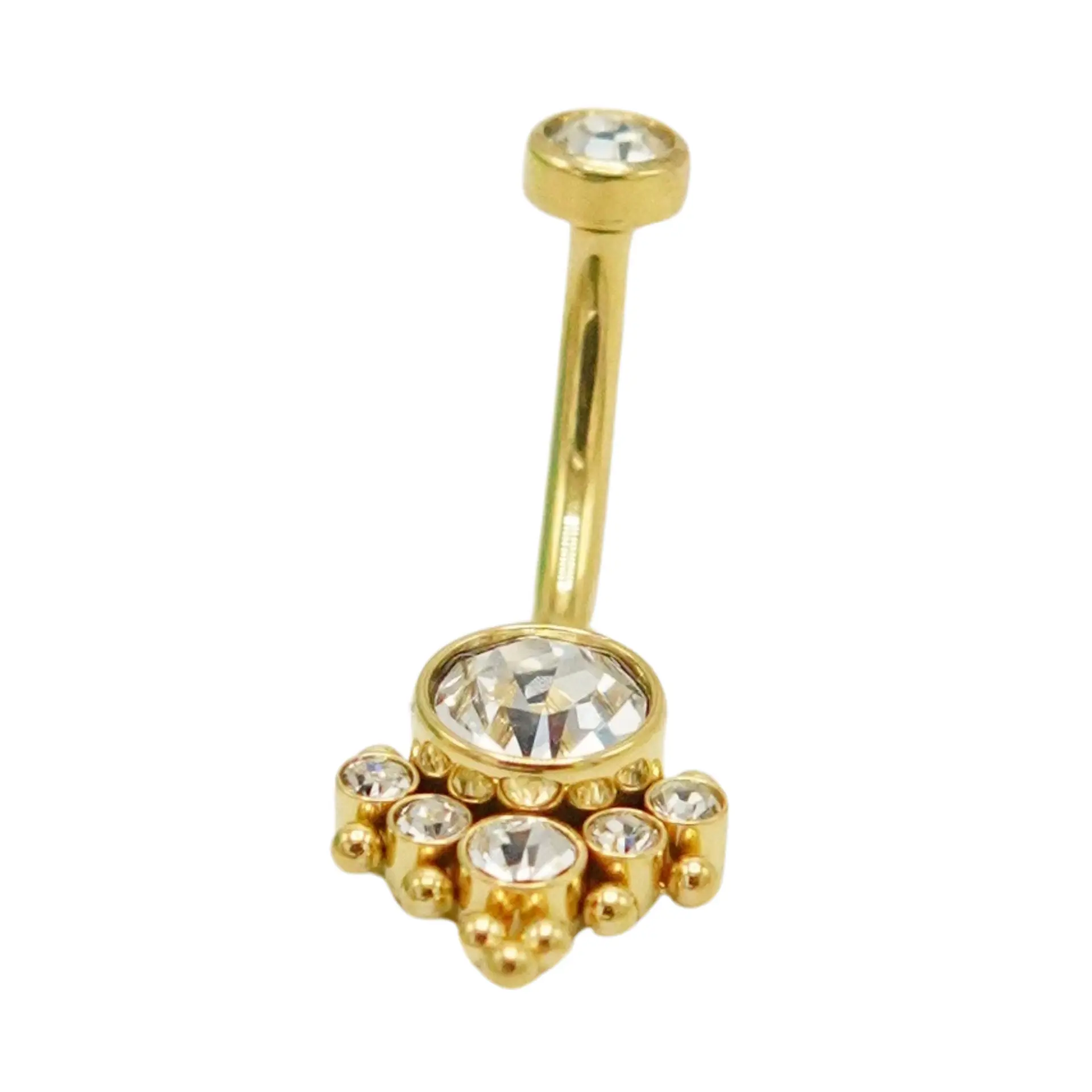 Piercing ombligo navel 10 mm titanio ASTM F136 Zirconia dorado 14G 6