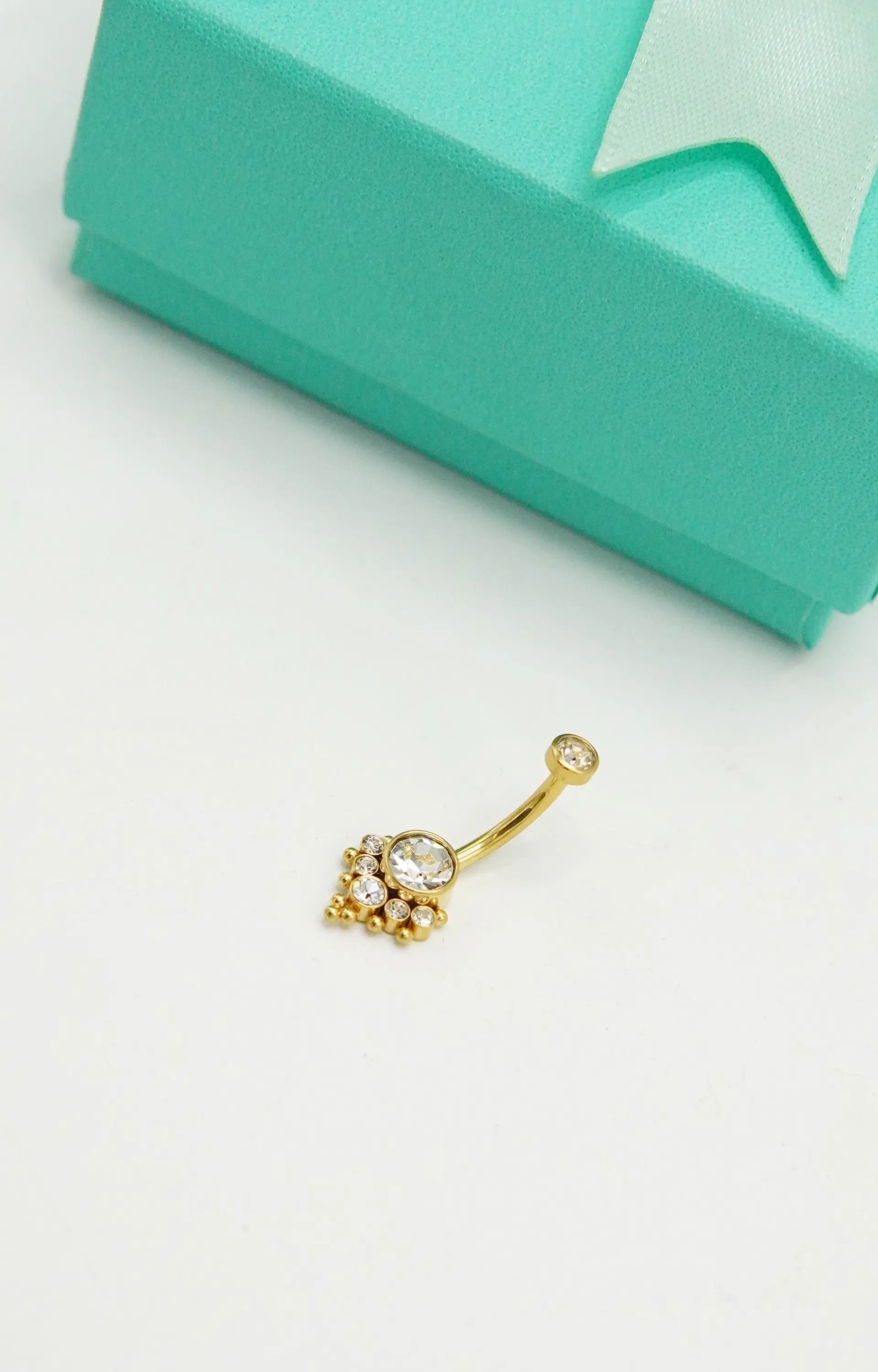 Piercing ombligo navel 10 mm titanio ASTM F136 Zirconia dorado 14G 8