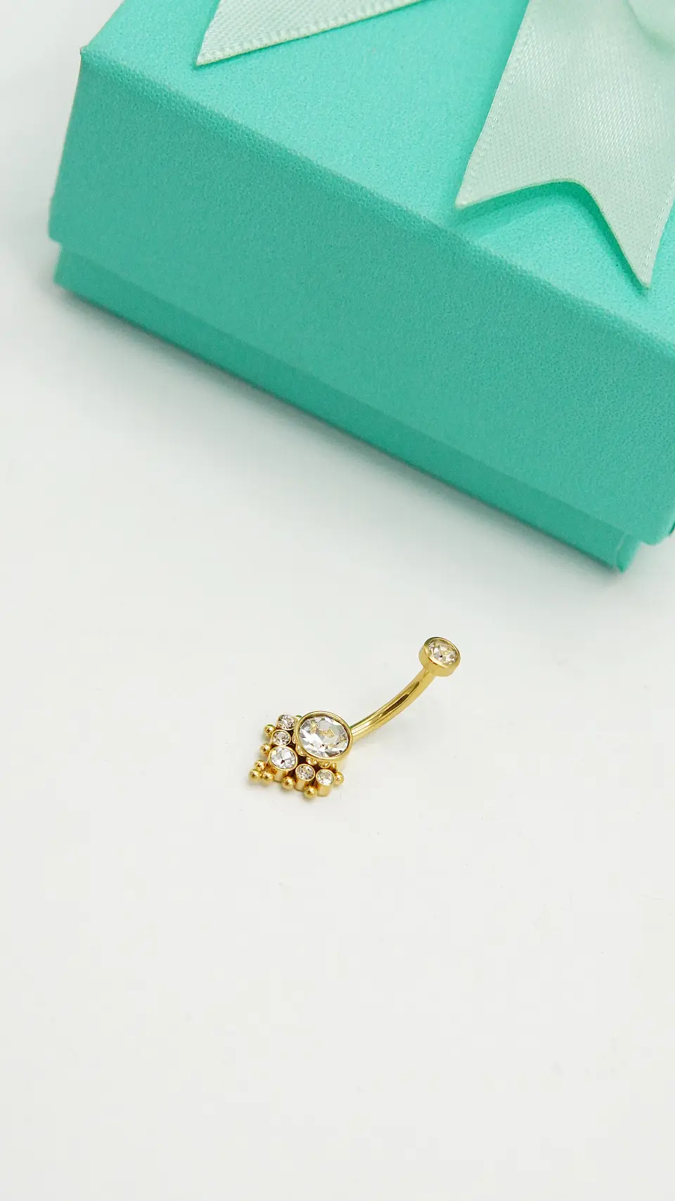 Piercing ombligo navel 10 mm titanio ASTM F136 Zirconia dorado 14G 8