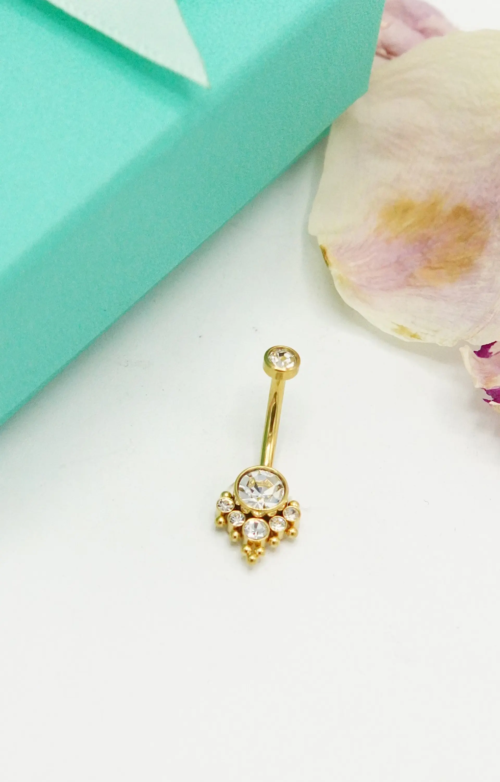 Piercing ombligo navel 10 mm titanio ASTM F136 Zirconia dorado 14G 9