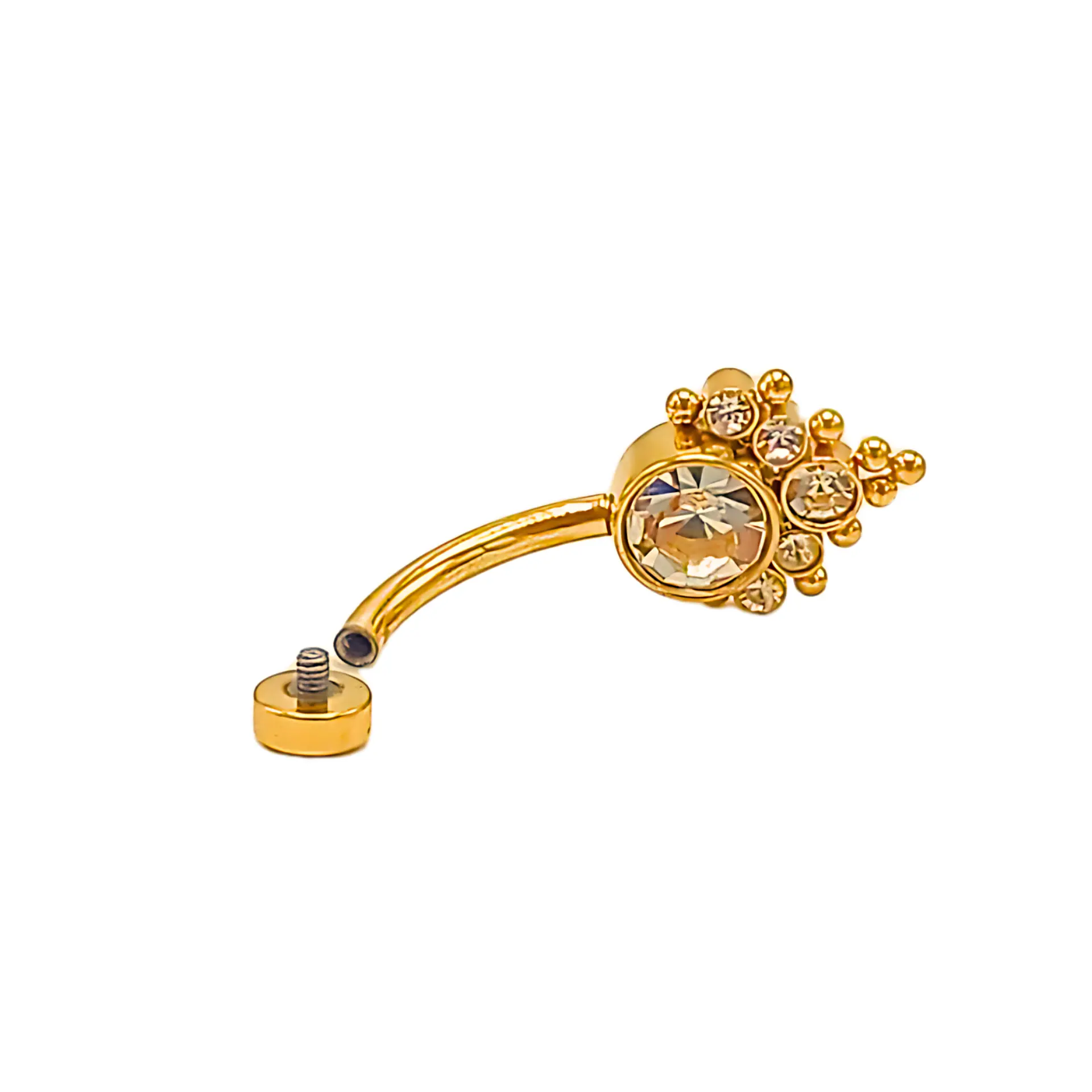 Piercing ombligo navel 10 mm titanio ASTM F136 Zirconia dorado 14G 5