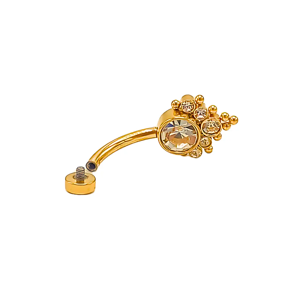 Piercing ombligo navel 10 mm titanio ASTM F136 Zirconia dorado 14G 5