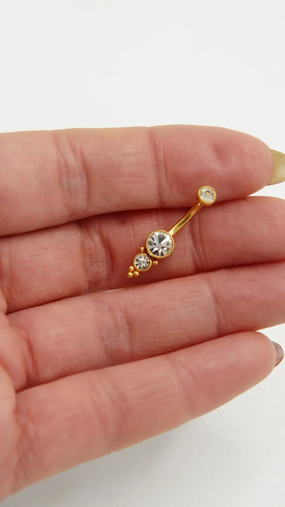Piercing ombligo navel 10 mm 14G titanio ASTM F136 espiga dorada 6