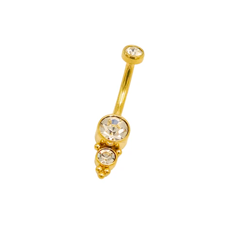 Piercing ombligo navel 10 mm 14G titanio ASTM F136 espiga dorada