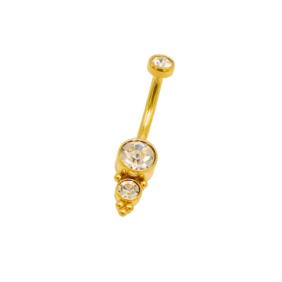 Piercing ombligo navel 10 mm 14G titanio ASTM F136 espiga dorada 1
