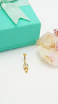 Piercing ombligo navel 10 mm 14G titanio ASTM F136 espiga dorada - Miniatura 7
