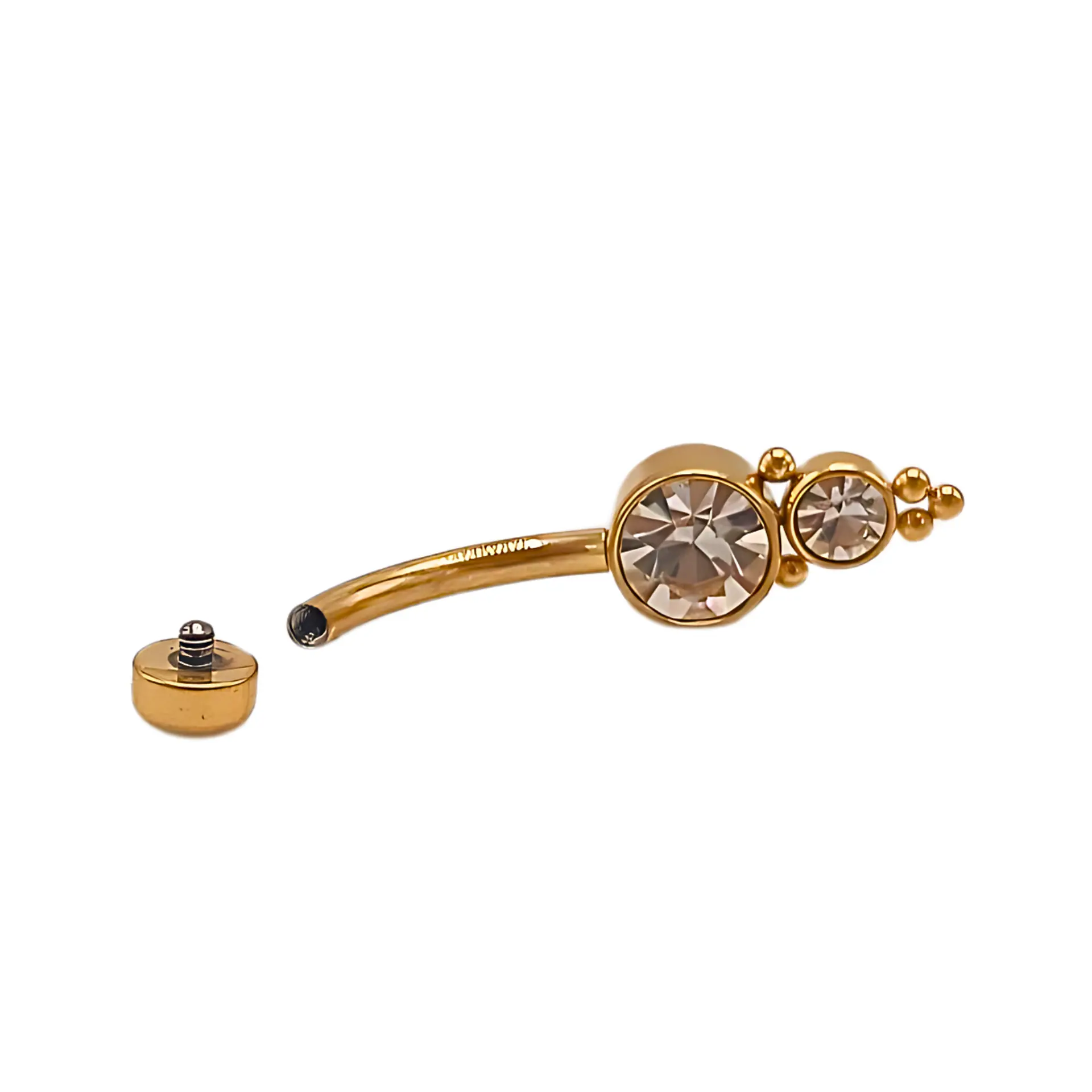Piercing ombligo navel 10 mm 14G titanio ASTM F136 espiga dorada 4