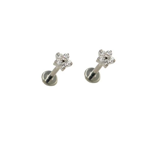 Aros flor titanio zirconia ASTM F136 plateados