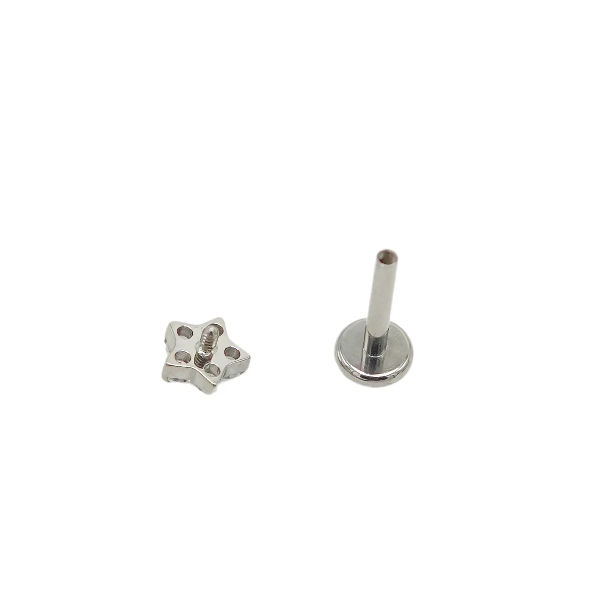 Aros flor titanio zirconia ASTM F136 plateados 6