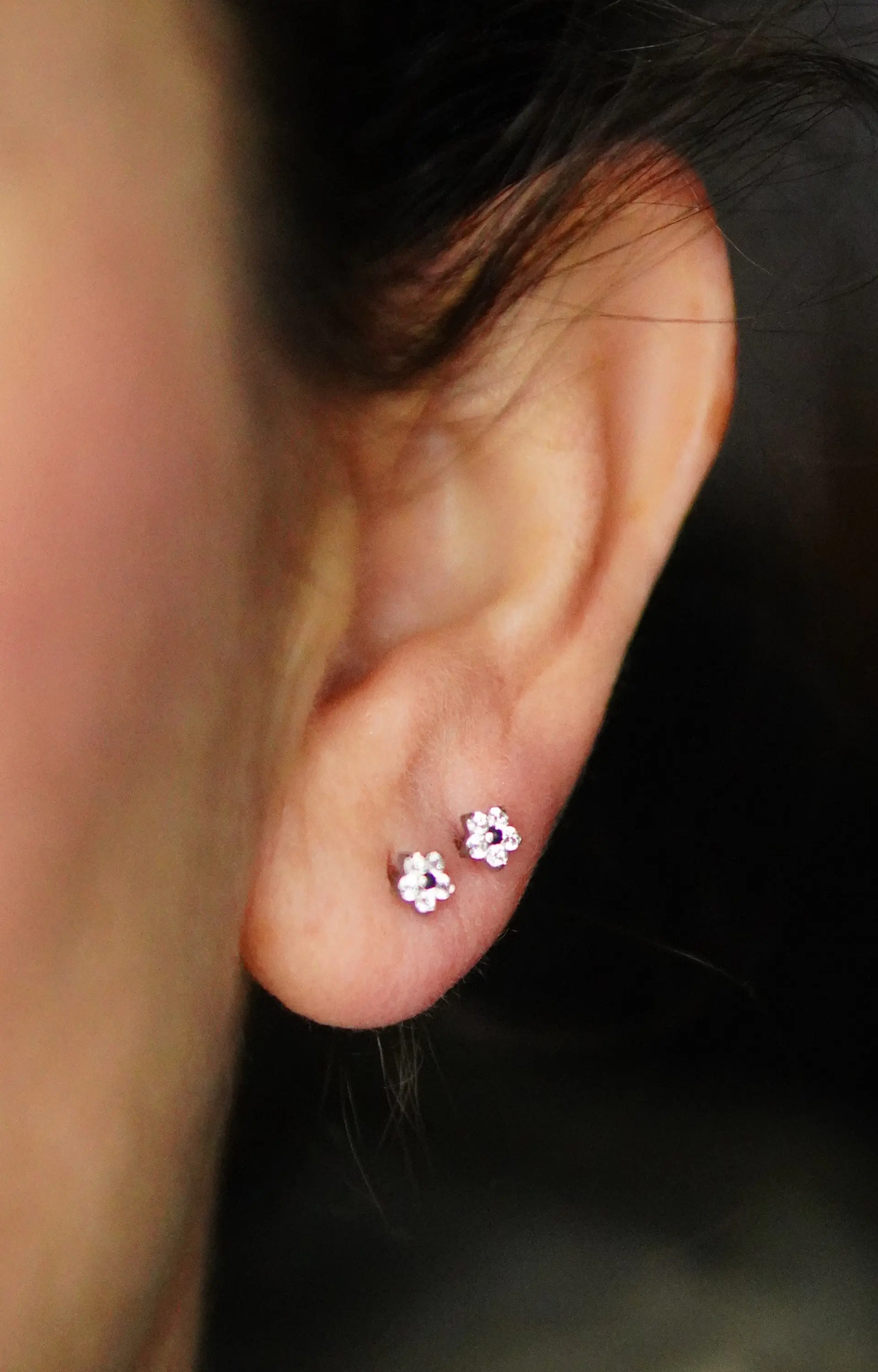 Aros flor titanio zirconia ASTM F136 plateados 5