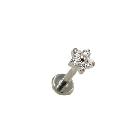 Piercing punto de luz flor titanio ASTM F136 plateado