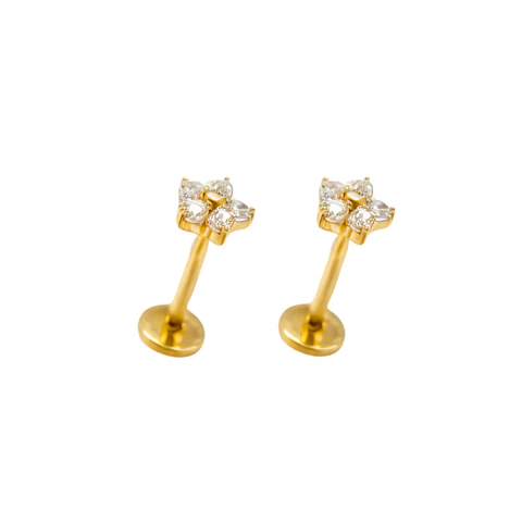 Aros flor titanio zirconia ASTM F136 G26 dorados
