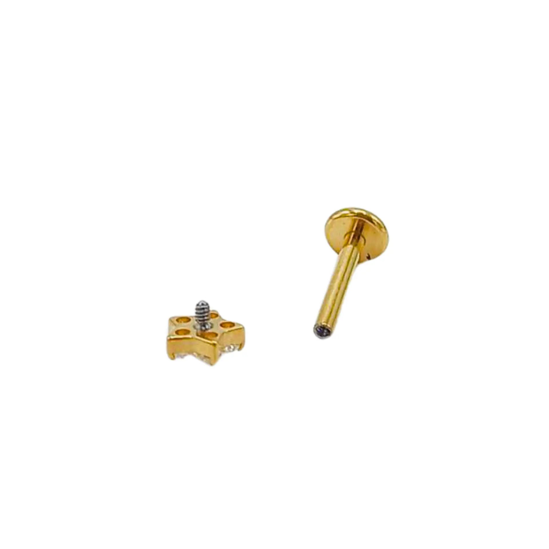 Piercing labret punto de luz flor titanio ASTM F136 Dorado 4