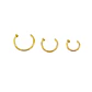 Pack de tres aros piercing abierto nostril titanio ASTM F136 dorados - Miniatura 7