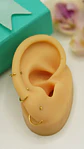 Pack de tres aros piercing abierto nostril titanio ASTM F136 dorados - Miniatura 4